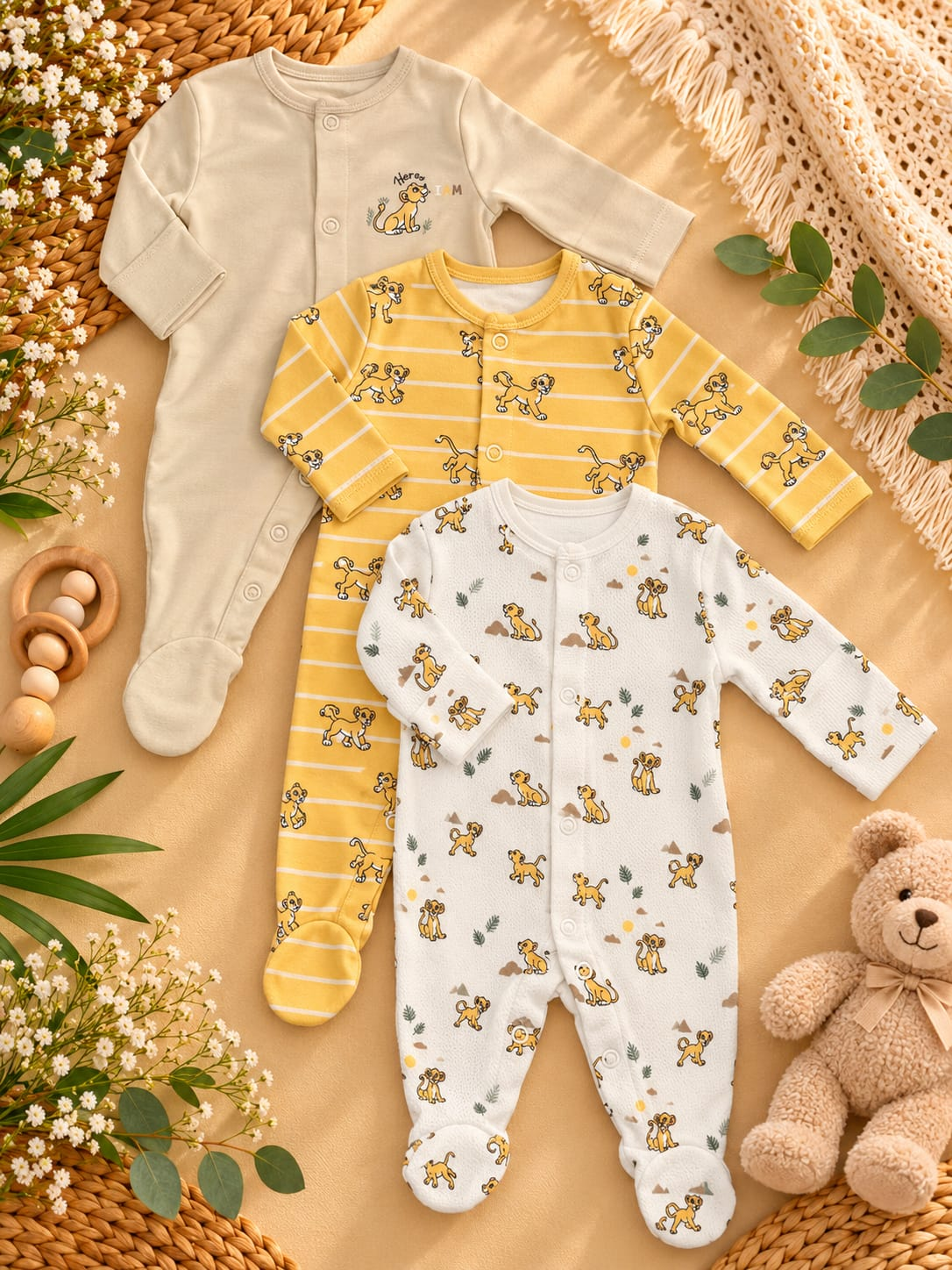 Lion Cub Sleepsuit 3-Pack