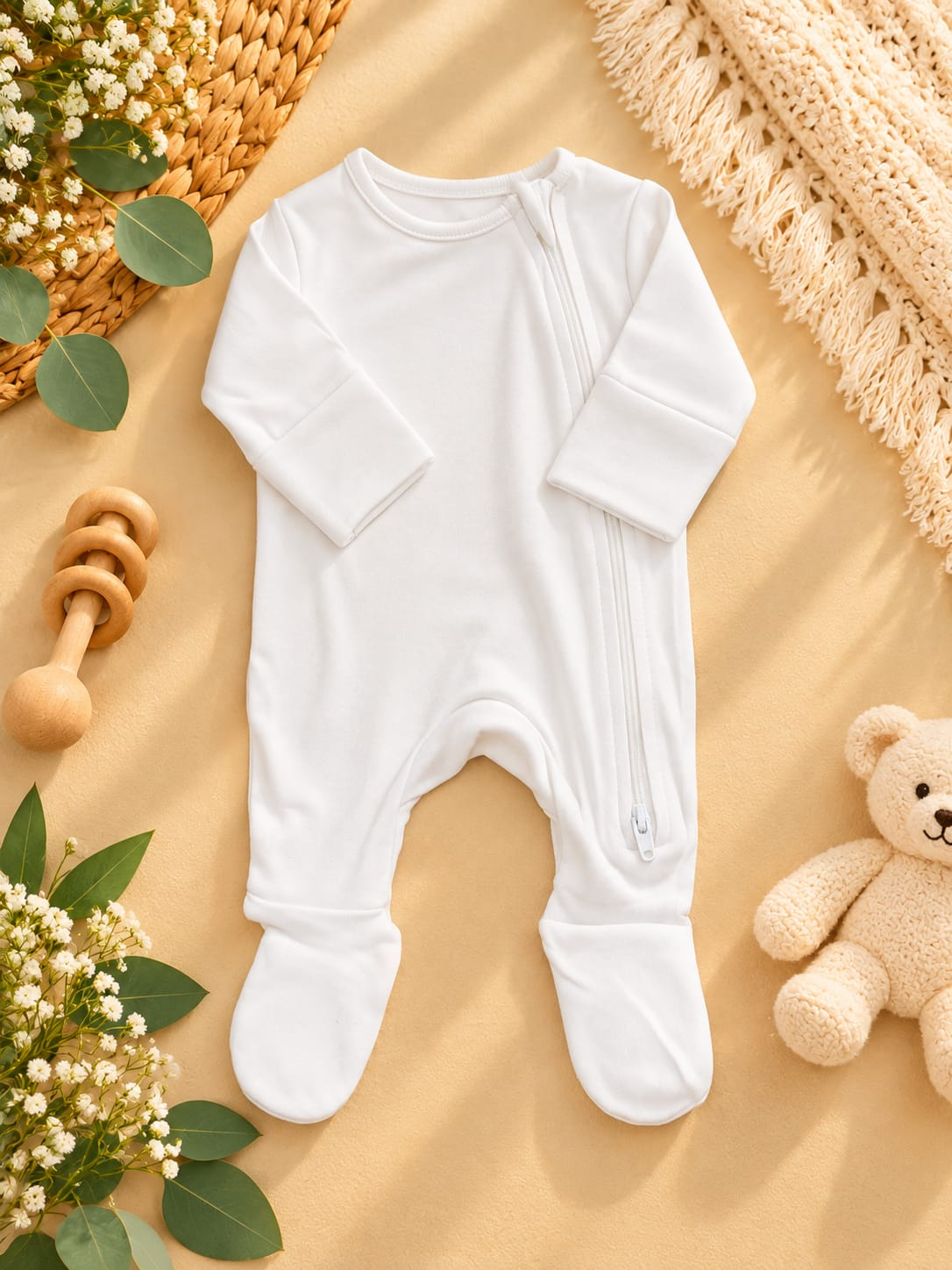 White Zip Sleepsuit